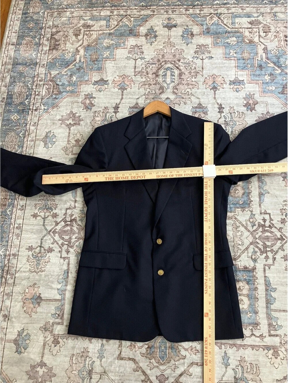H Freeman & Son Mens 42R 44R Navy Blazer Gold Crest Buttons Union Made USA